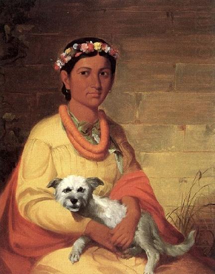 John Mix Stanley Hawaiian Girl with Dog china oil painting image